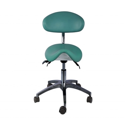 5 Universal Wheels Dentist Stool Green Color Metal Base Dentist Saddle Chair