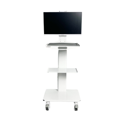 Dental Clinic Instrument Trolley With Socket Stainless Steel Oral Scan Mobile Cart With 24 Inch Screen