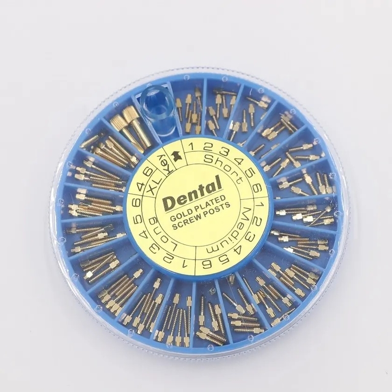 Treatment Use Stainless Steel Dental Screw Post Dental Instrument Endodontic Assorted Gold Plated Screw Post 120pcs Per Box