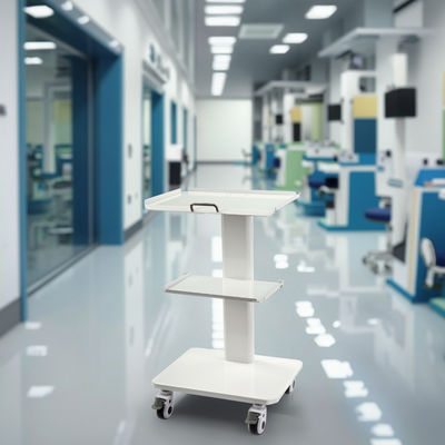 قیمت خوب اسباب کشی دندانپزشکی قابل حمل چند منظوره موبایل 3 لایه قفسه فلزی اسباب کشی موبایل سفید رنگ اسباب کشی دندانپزشکی آنلاین