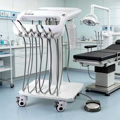 قیمت خوب دستگاه دندانپزشکی دامپزشکی قابل حمل با توان 550 وات، مخزن هوای استیل ضد زنگ 10 لیتری و سطح صدای 38 دسی بل برای درمان دندانپزشکی سیار آنلاین