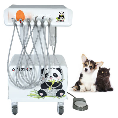 Portable Veterinary Dental Unit with Built in Silent Oil Free Air Compressor All in One Veterinary Dental Workstation with Ultrasonic Scaler LED Curing Light and Suction System for Animal Clinics