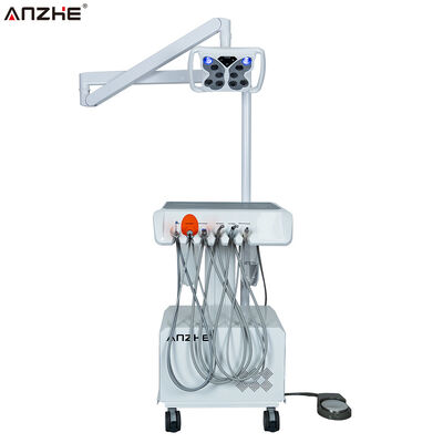 قیمت خوب یونیت دندانپزشکی پرتابل با لامپ سفید کننده LED داخلی، کمپرسور هوا، اسکالر اولتراسونیک، نور کیورینگ LED و سیستم مکش، ایستگاه کاری دندانپزشکی متحرک برای کلینیک‌های دندانپزشکی آنلاین