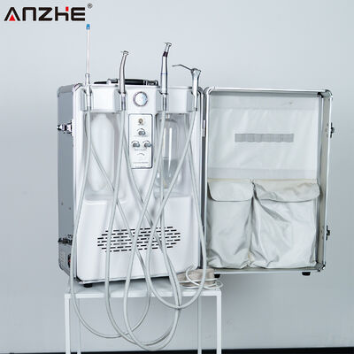 قیمت خوب یونیت دندانپزشکی پرتابل موبایل با توان 550 وات، مخزن هوای استیل ضد زنگ 6 لیتری و نویز کم 38 دسی بل برای کلینیک های دندانپزشکی آنلاین