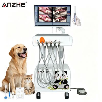 قیمت خوب استیشن کاری دندانپزشکی دامپزشکی قابل حمل همه در یک با دوربین زبان HD ساکت 38dB کمپرسور بدون روغن و سیستم مکش یکپارچه برای بیمارستان حیوانات خانگی و کلینیک حیوانات آنلاین
