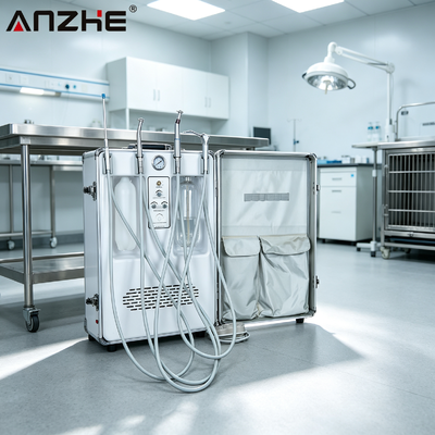 قیمت خوب ANZHE Dental Unit Suitcase Top Configuration Mobile Dental Unit with Built in 550W Air Compressor for Dental and Vet Clinic آنلاین